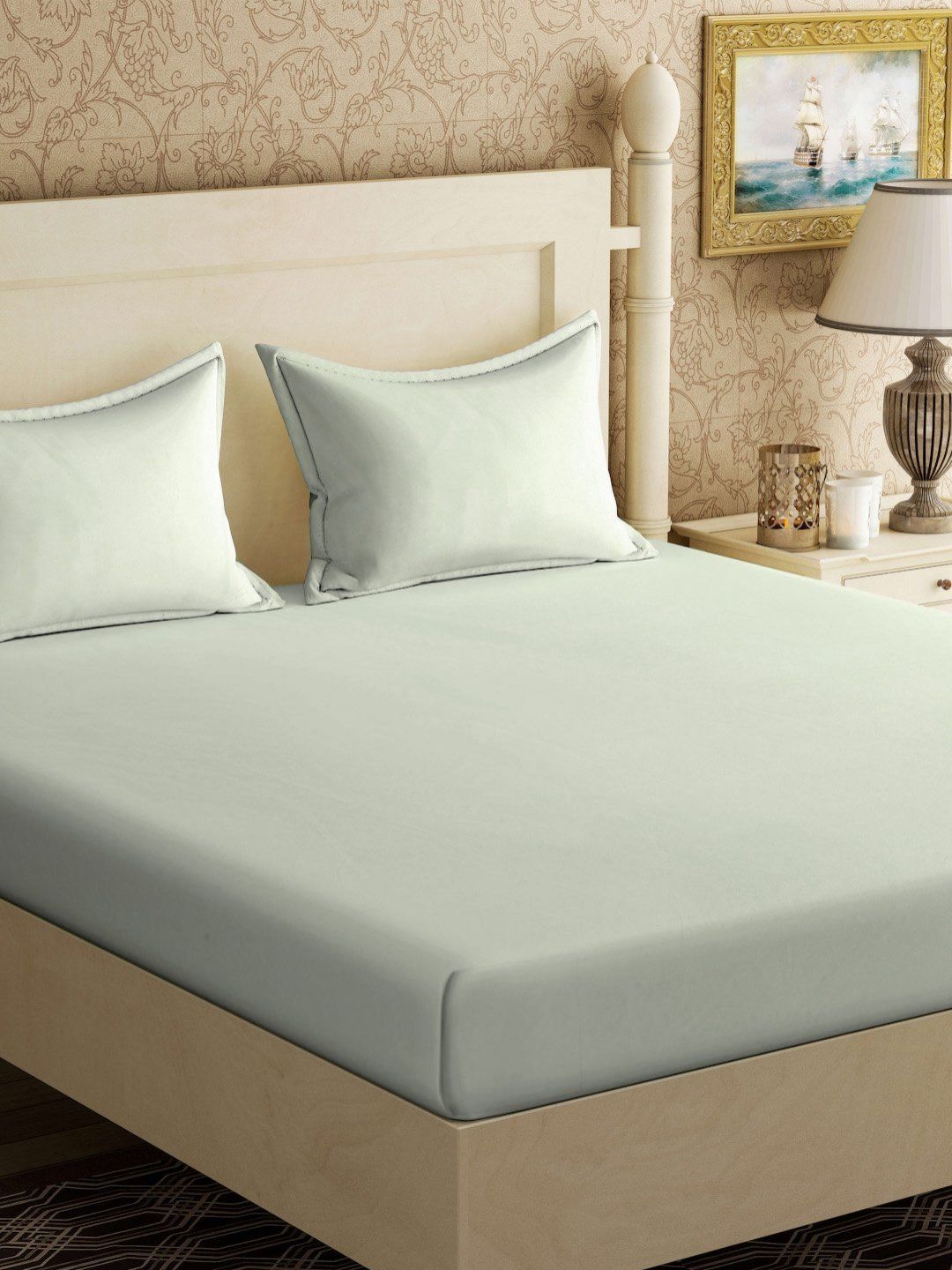 Myntra Elegant Homes Green 300 TC King Bedsheet Set 2.50 m x 2.25 m