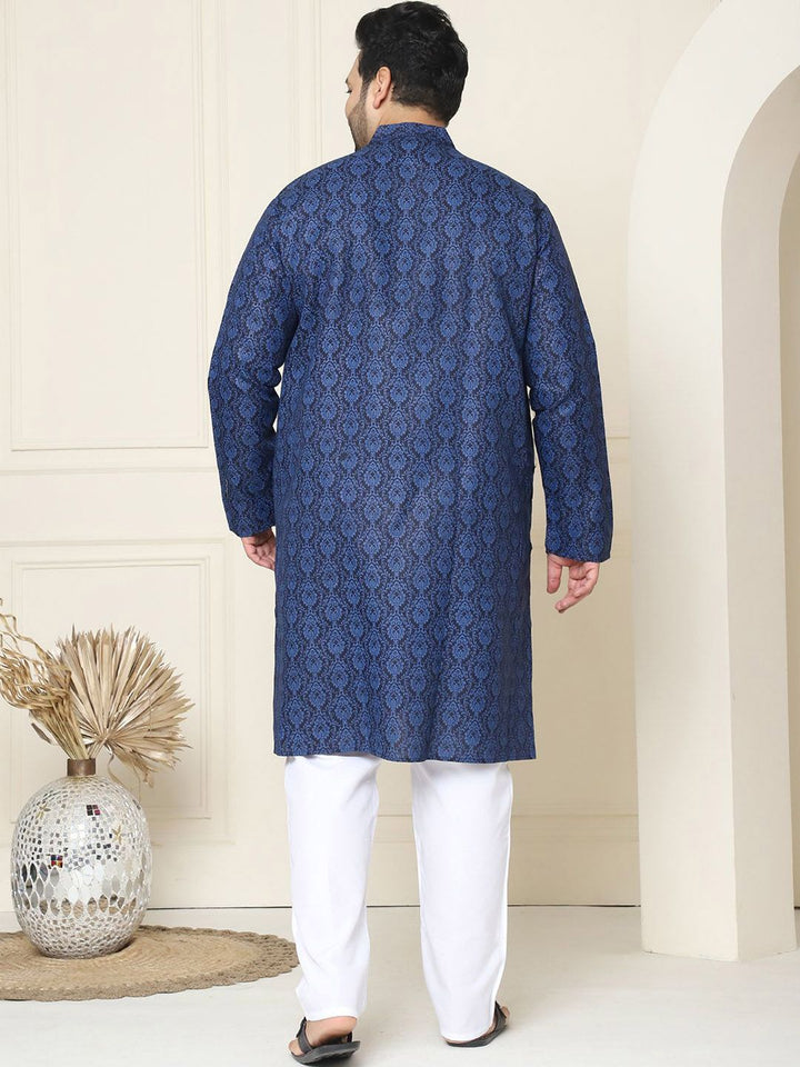 SOJANYA PLUS Ethnic Motifs Band Collar Straight Kurta With Pyjamas