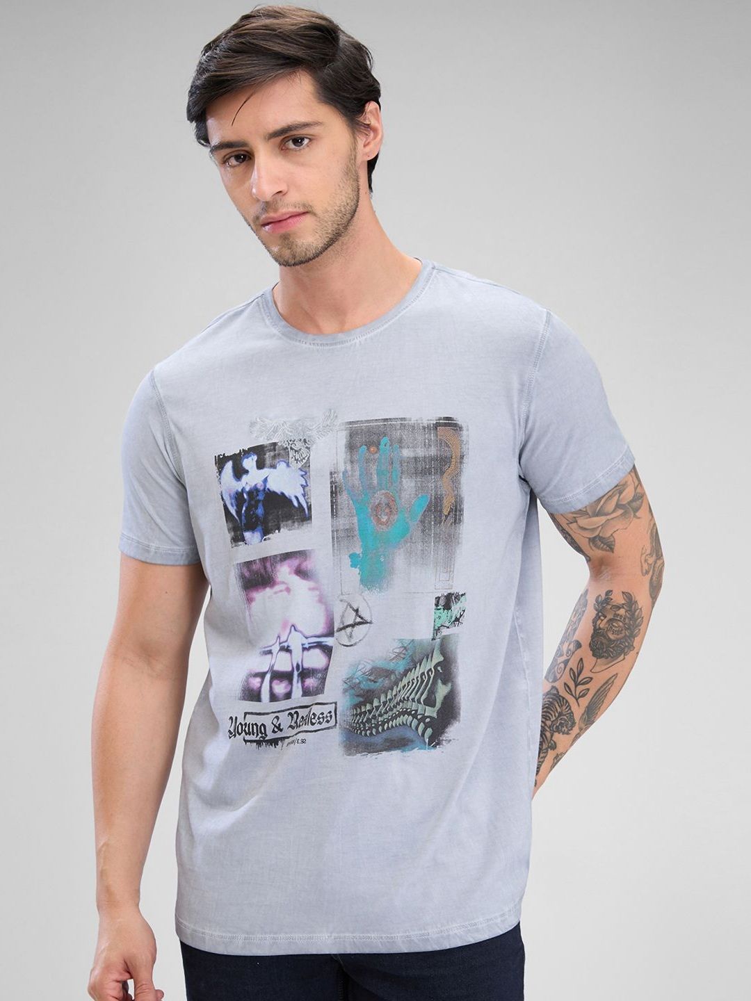 SPYKAR Men Graphic Printed Round Neck Cotton T-shirt
