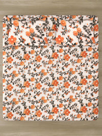 KLOTTHE Cream Floral Printed Dilengkapi 300 TC Double King 7D Cadar & 2 Sarung Bantal