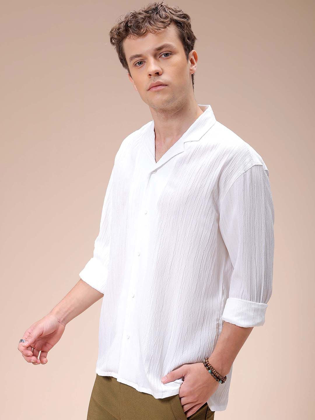 The Indian Garage Co Men Relaxed Fit Dobby Textured Resortwear Shirt