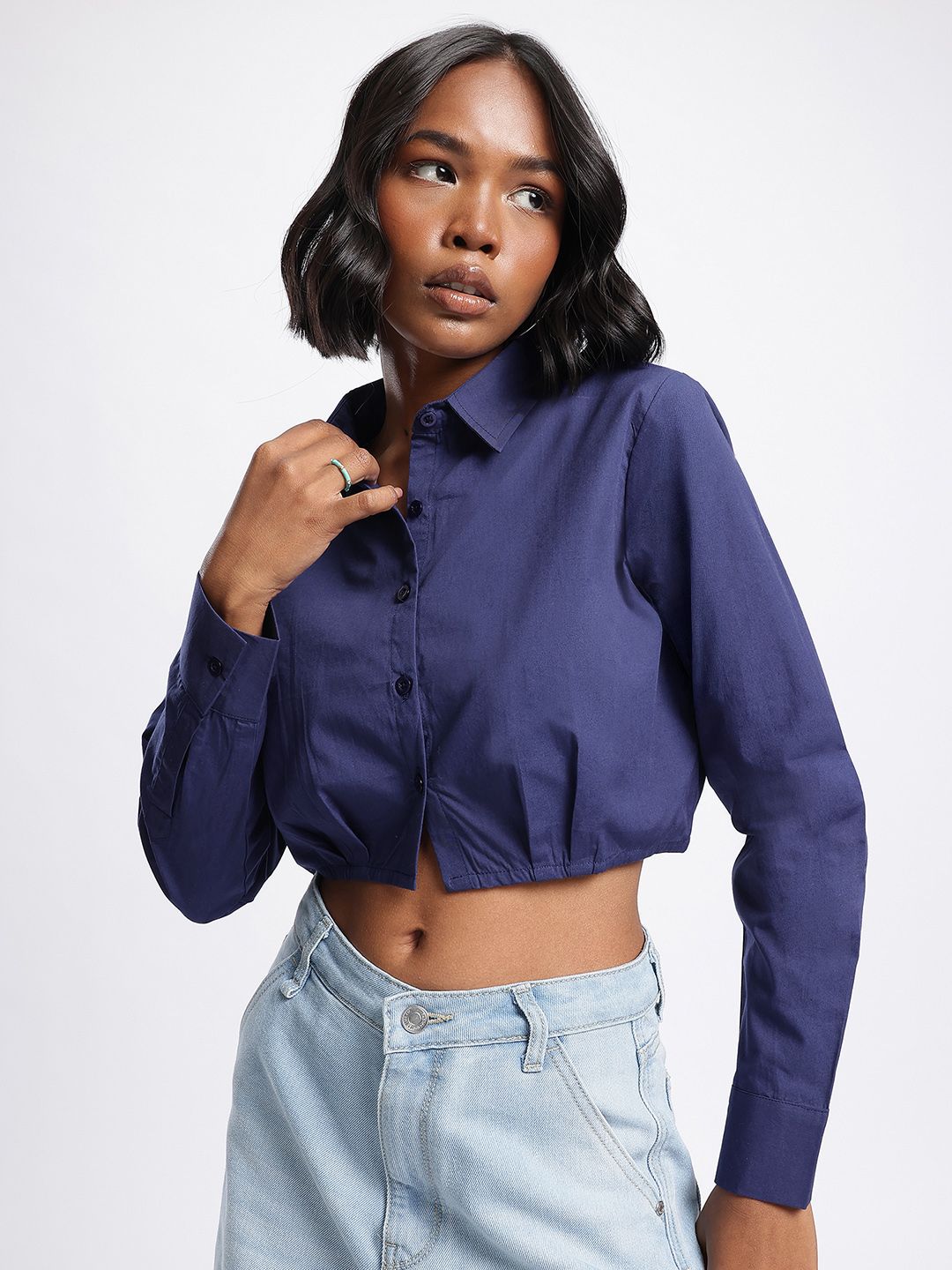 DressBerry Minimalist Majesty Boxy Crop Shirt