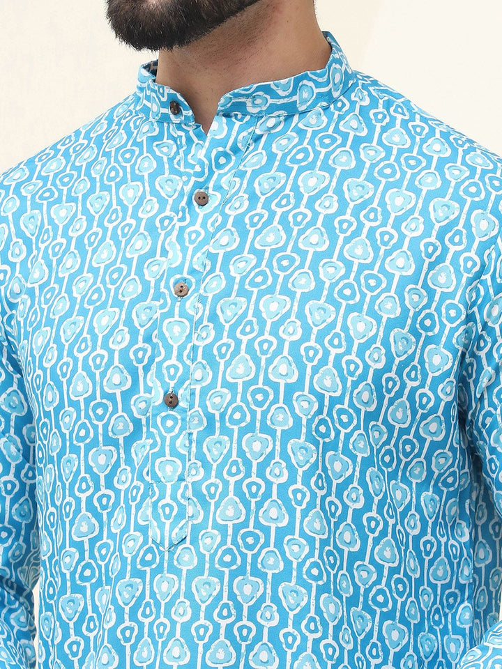 SOJANYA Geometric Printed band Collar Neck Regular Cotton Straight Kurta