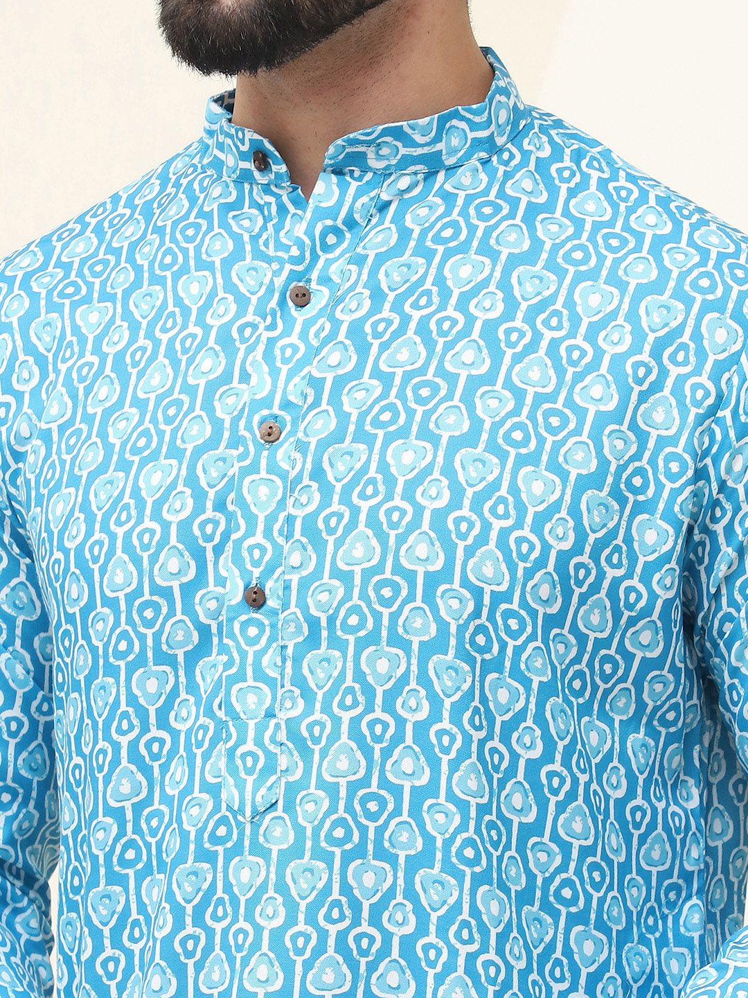SOJANYA Geometric Printed band Collar Neck Regular Cotton Straight Kurta