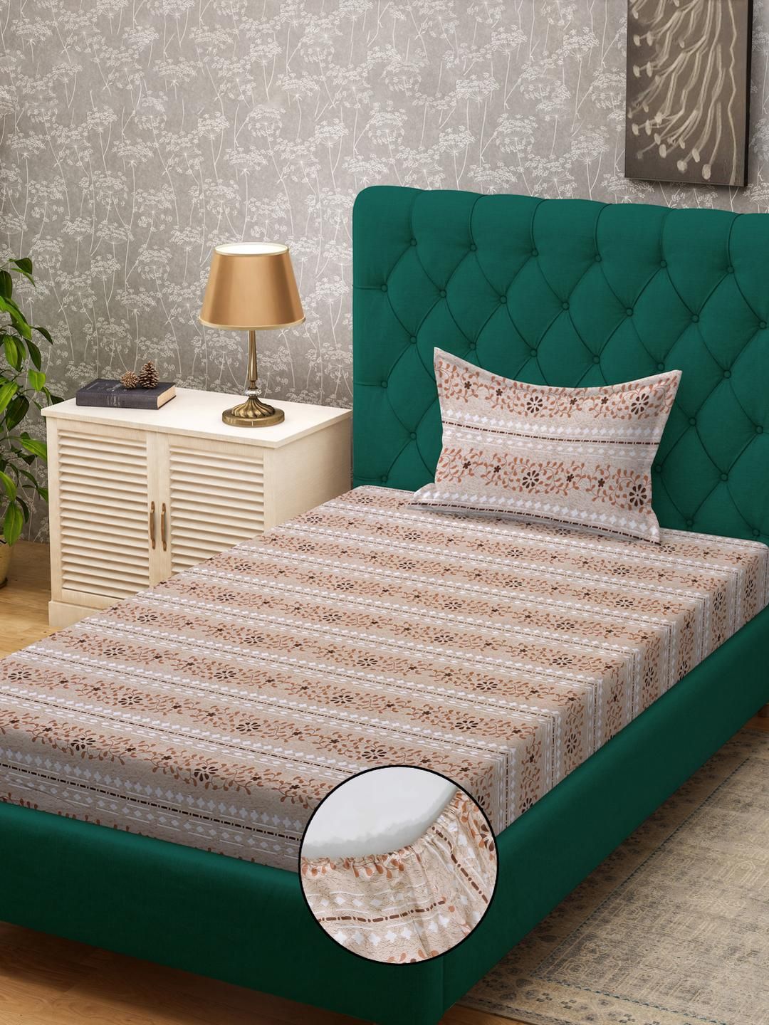KLOTTHE Cadar Bujang Kapas Bunga Beige