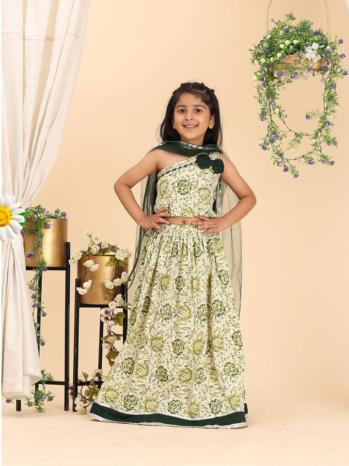 Cutiekins Girls Printed Ready to Wear Lehenga & Blouse With Dupatta