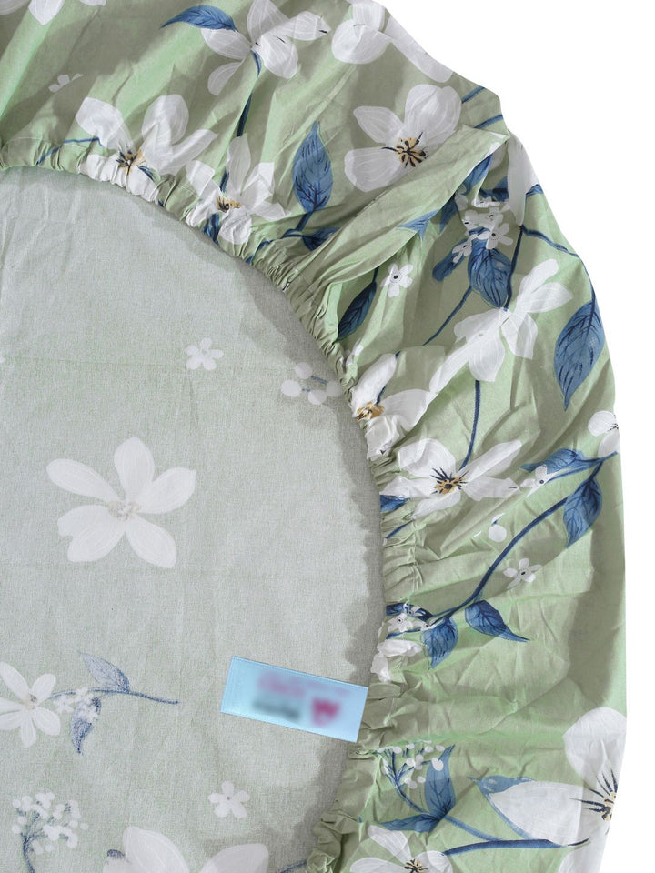 Myntra Elegant Homes Green Printed Pure Cotton 400TC Fitted King Bedsheet Set 2.5m x 2.25m