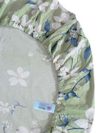 Myntra Elegant Homes Green Printed Pure Cotton 400TC Fitted King Bedsheet Set 2.5m x 2.25m