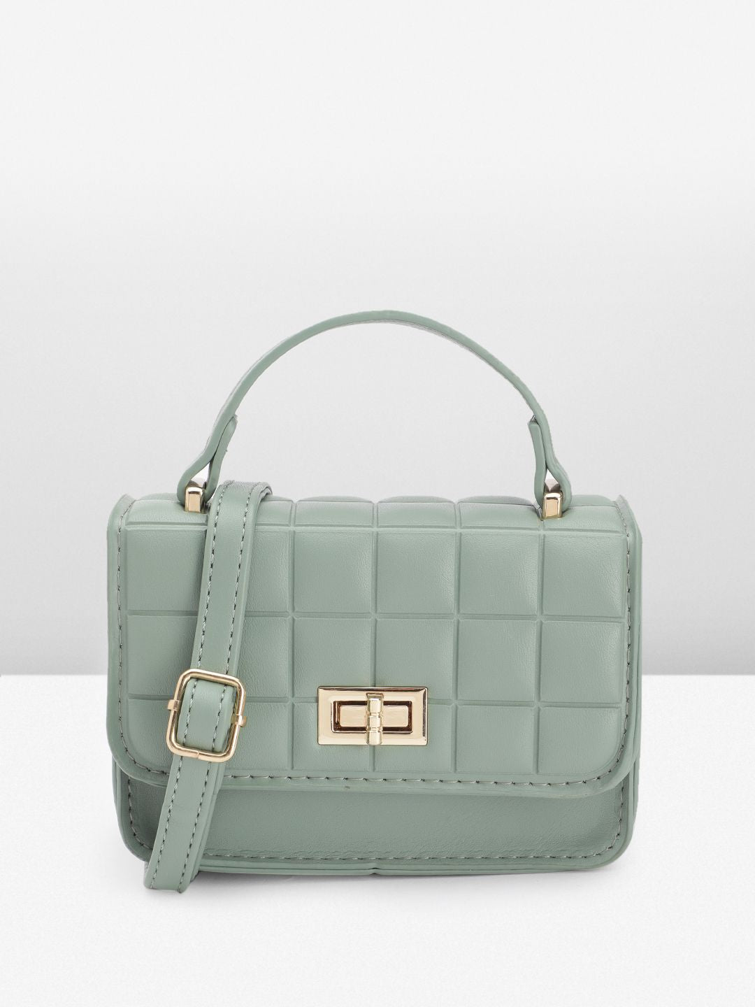DressBerry Quilted Structured Satchel Bag