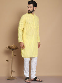 Anouk Men Ethnic Motifs Embroidered Regular Thread Work Pure Cotton Kurta with Churidar