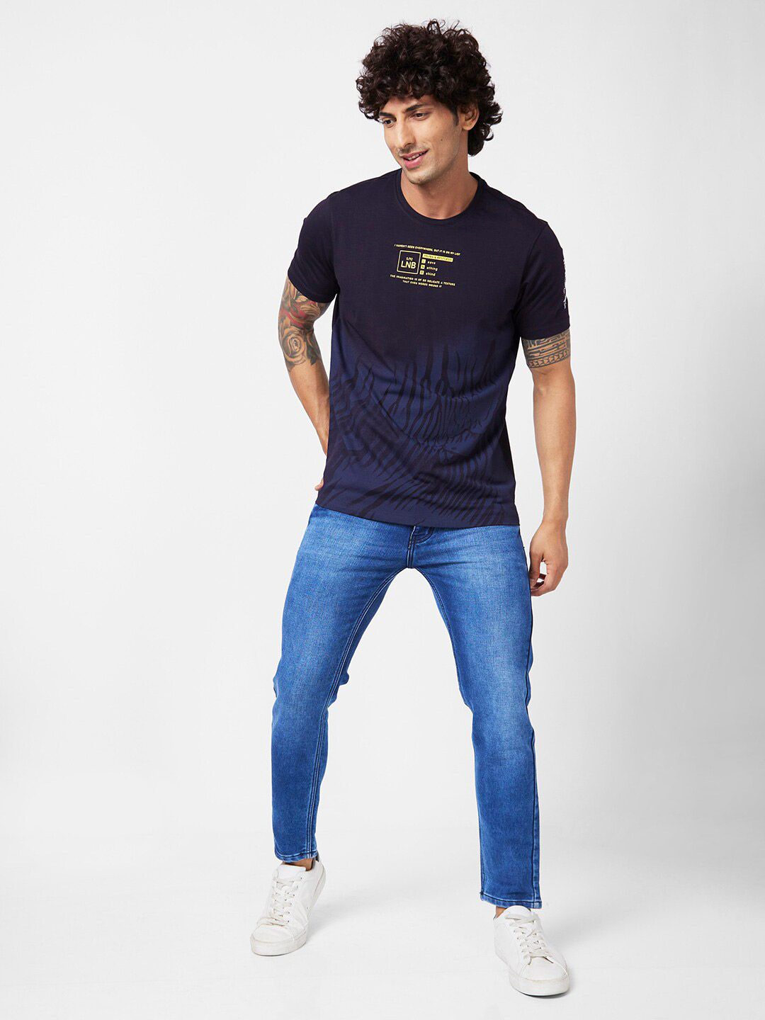 SPYKAR Abstract Printed Slim Fit T-shirt