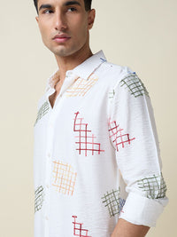 Thomas Scott Men Premium Fit Spread Collar Textured Casual Shirt