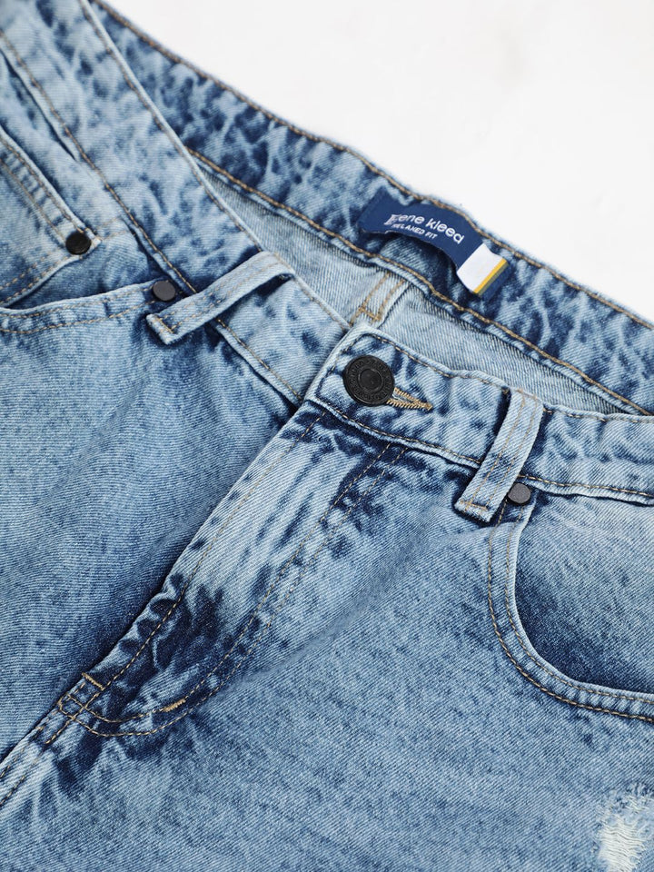 Bene Kleed Men Relaxed Fit Distressed Denim Shorts