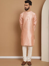 Anouk Ethnic Motifs Mandarin Collar Knee Length Regular Kurta with Churidar
