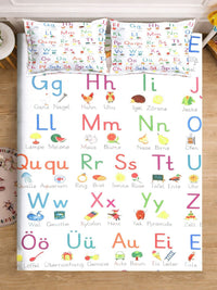 KLOTTHE White Cartoon Printed Flat 300 TC King Bedsheet Dengan 2 Sarung Bantal