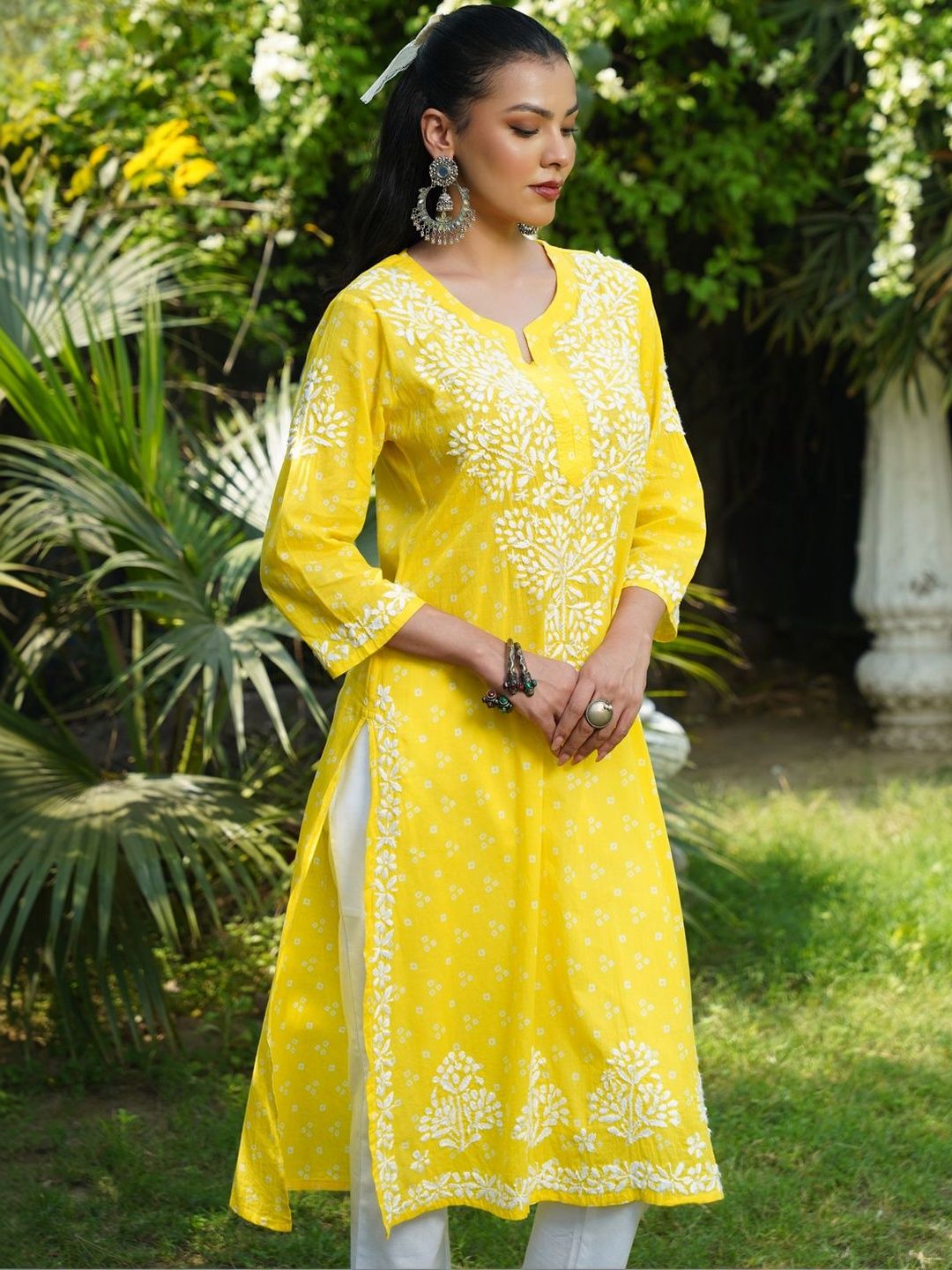 House of Chikankari Women Printed Cotton Chikankari Kurta
