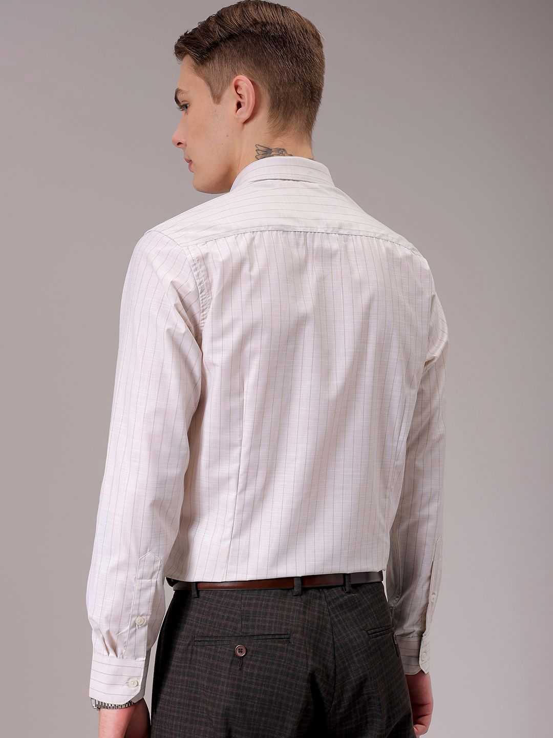 The Indian Garage Co. X Luxe Men Spread Collar Multi Striped Slim Fit Formal Shirt