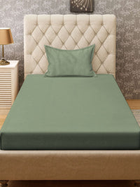 Myntra Elegant Homes Green 300 TC Set Cadar Bujang Dilengkapi 2.25 m x 1.5 m