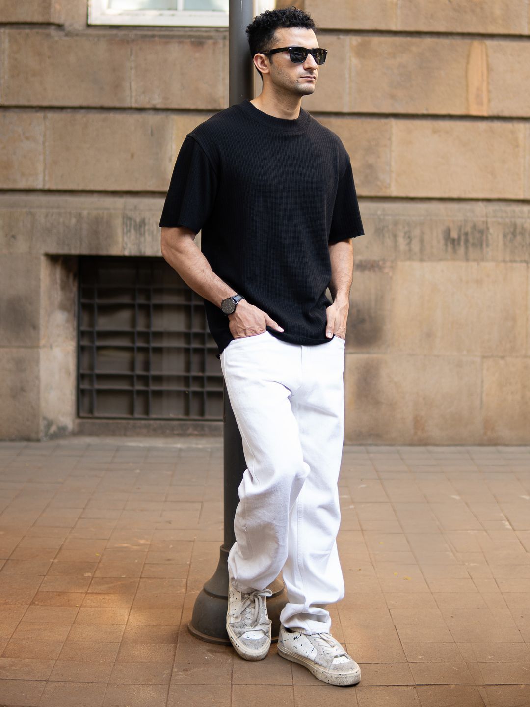 Powerlook Men Solid Round Neck Oversized T-shirt