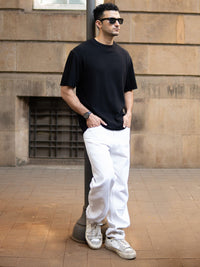 Powerlook Men Solid Round Neck Oversized T-shirt
