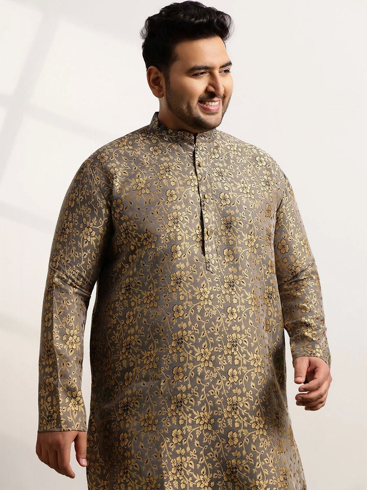 SOJANYA PLUS Lelaki Floral Regular Kurta dengan Seluar