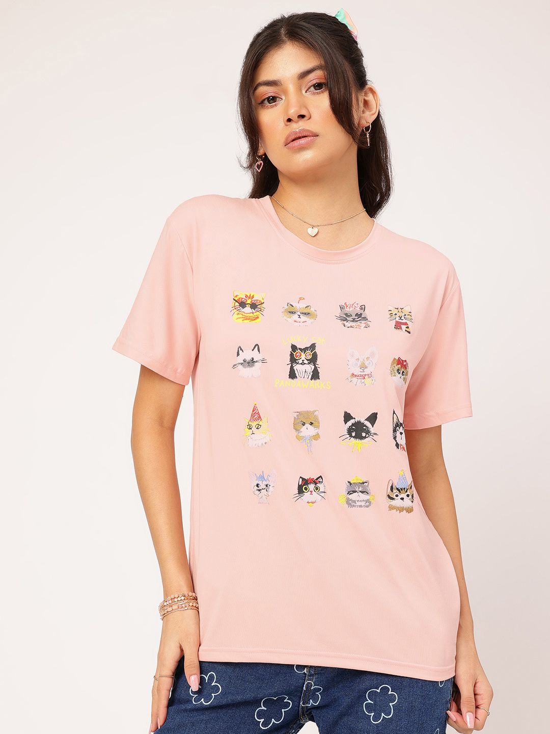 DressBerry Regular Fit Graphic Printed T-shirt