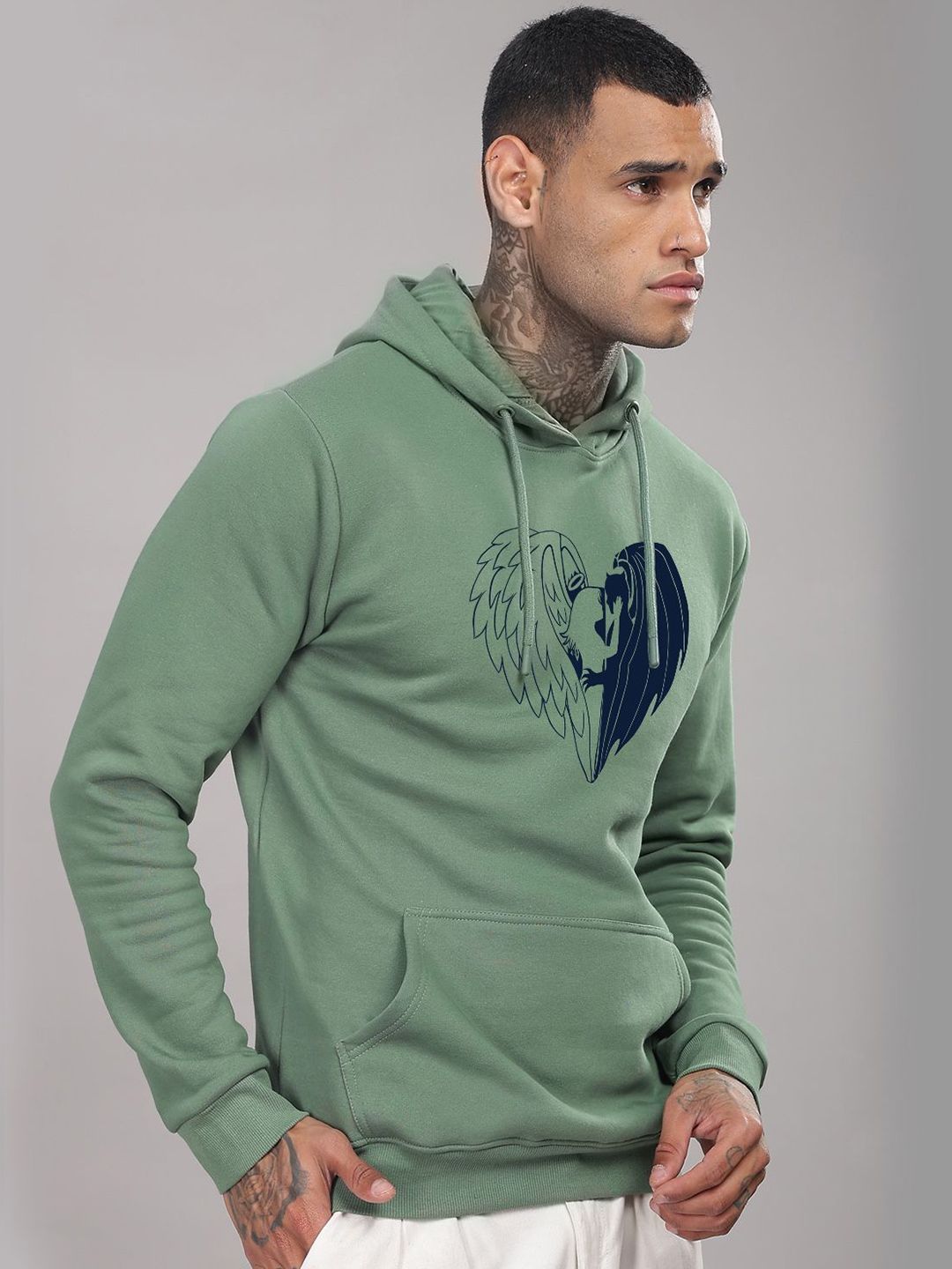 ADRO Men Printed Hooded Sweatshirt