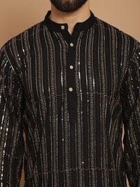 Anouk Embroidered Regular Sequinned Pure Cotton Kurta & Churidar