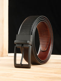 Teakwood Leathers Men Textured Leather Reversible Formal Belt