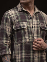 Powerlook Men Spread Collar Tartan Checked Casual Shirt