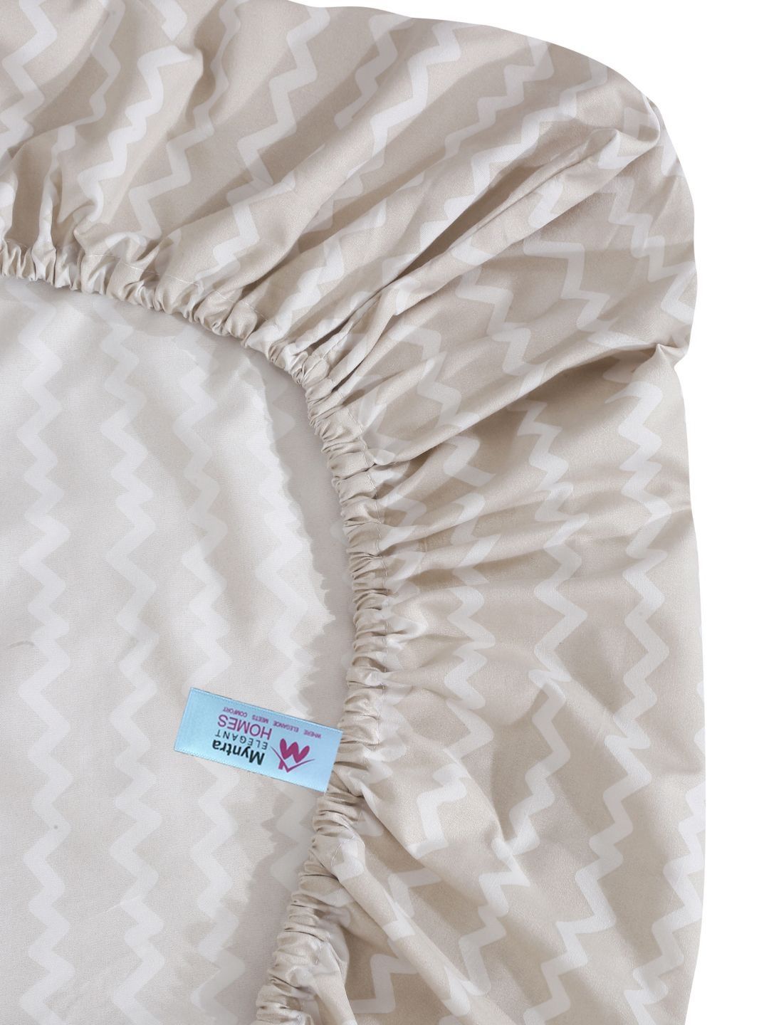 Myntra Elegant Homes Beige & White 300 TC King Bedsheet with 2 Pillow Covers