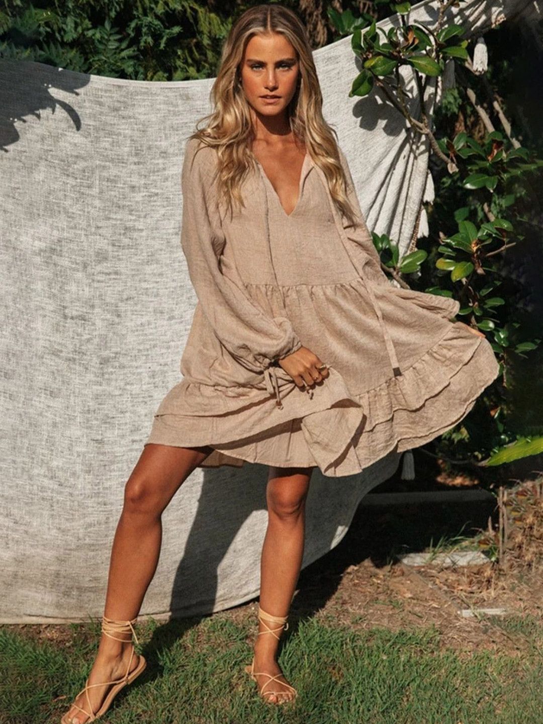 all about you Puff Sleeve Ruffled Balloon Dress