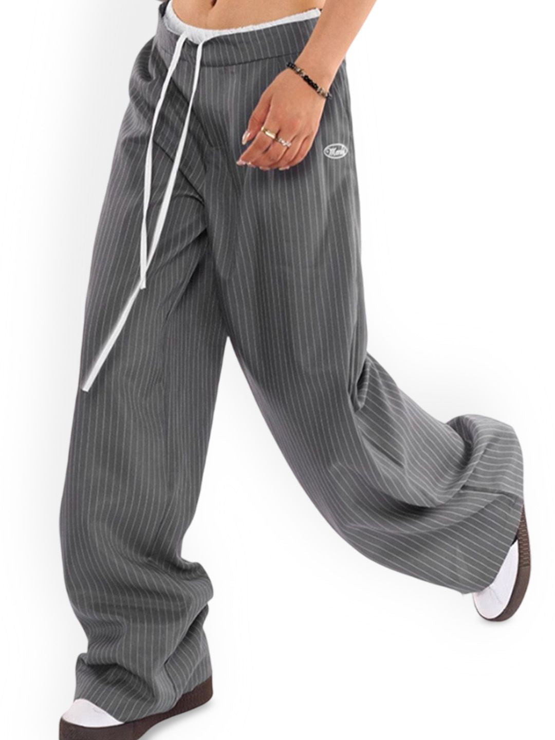 DressBerry Women Striped Regular Fit Mid-Rise Trousers
