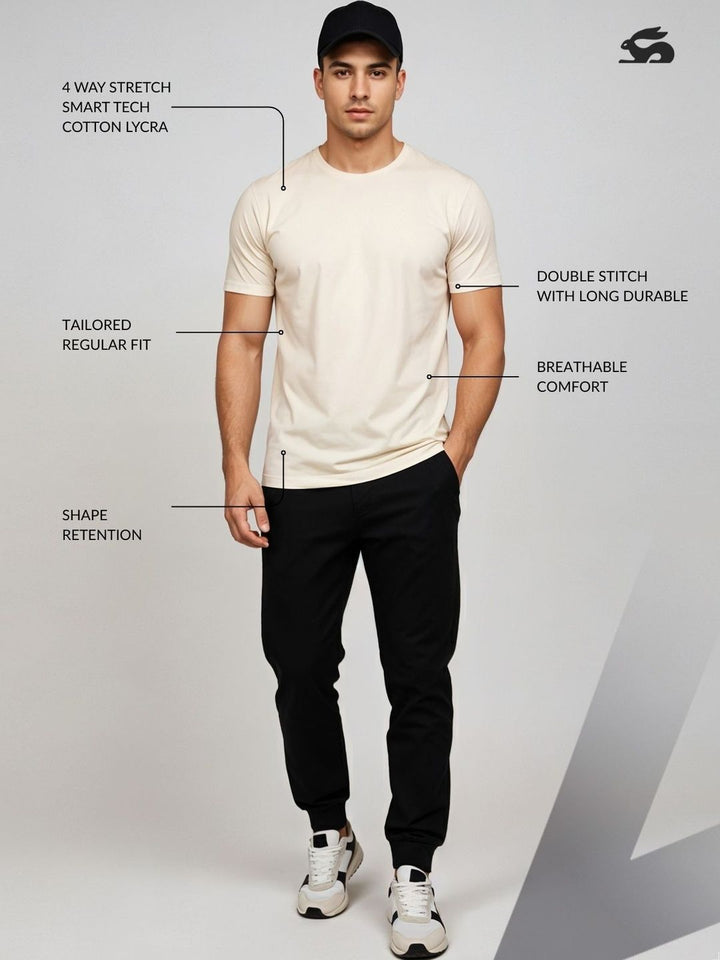 ADRO Round Neck Skin-Friendly Regular Fit Casual T-shirt