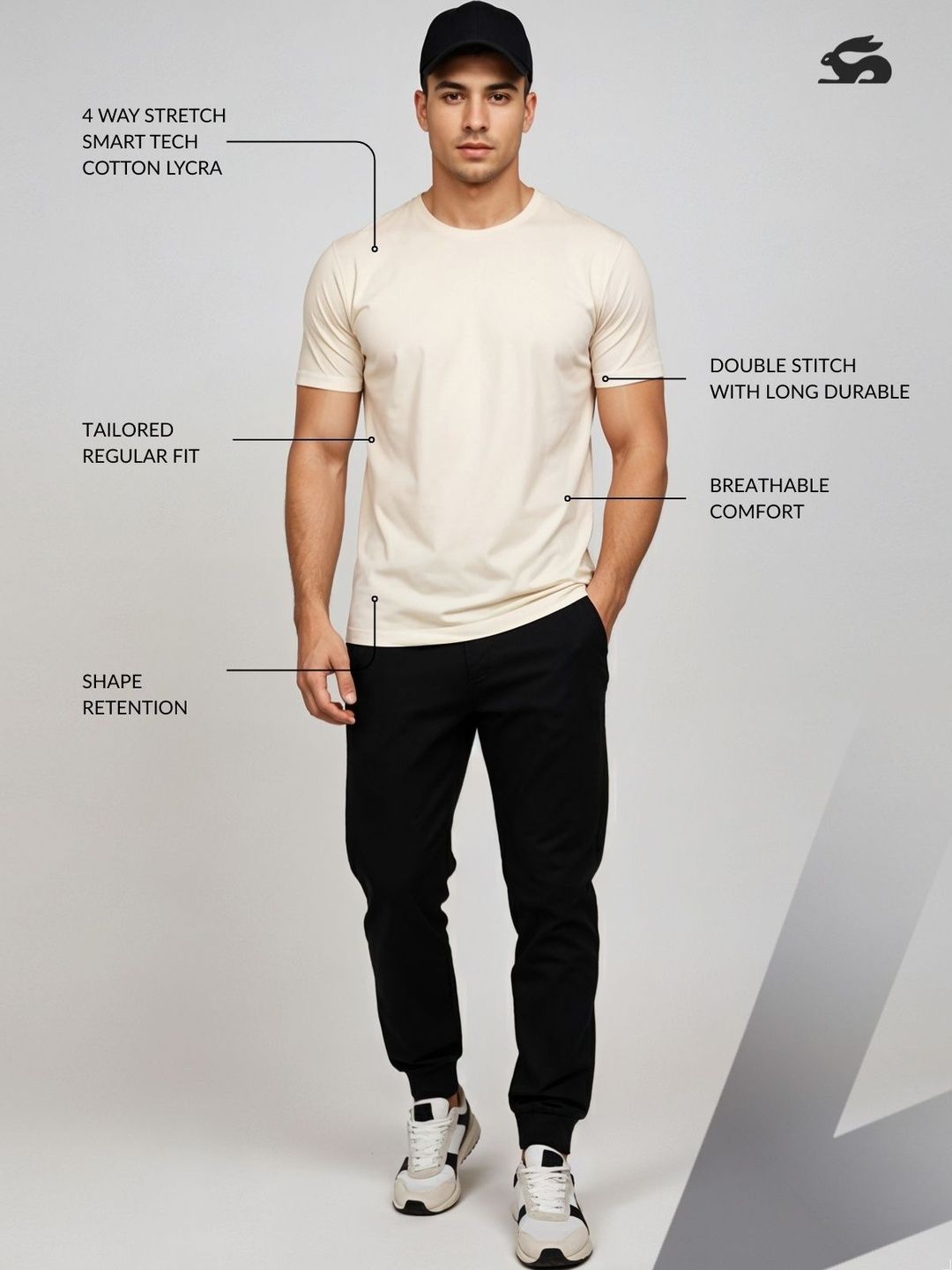 ADRO Round Neck Skin-Friendly Regular Fit Casual T-shirt