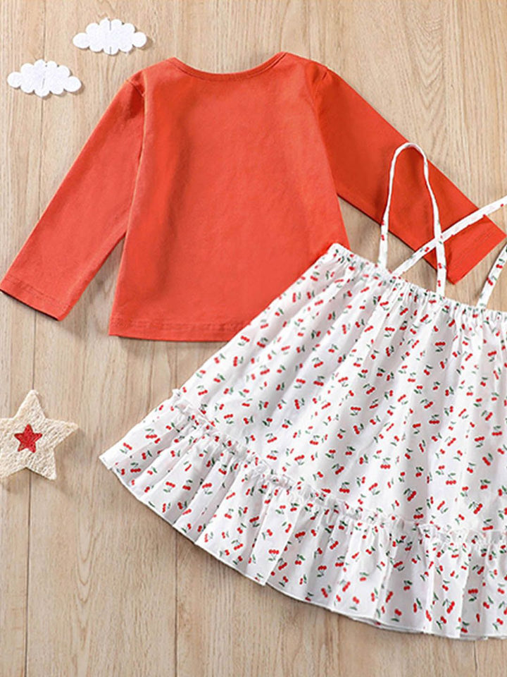 YK Girls Printed Round Neck Top & Skirt Clothing Set
