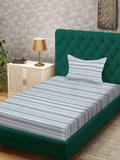 KLOTTHE Grey Polycotton Striped Fine Flat 300 GSM Single Bedsheets