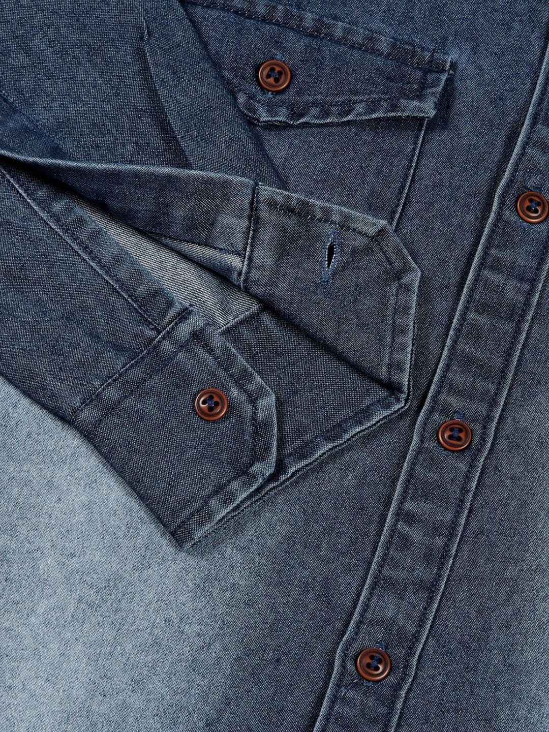 Thomas Scott Men Classic Spread Collar Faded Cotton Slim Fit Casual Shirt