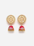 Anouk Gold-Plated Beaded & Kundan Studded Dome Shaped Jhumkas