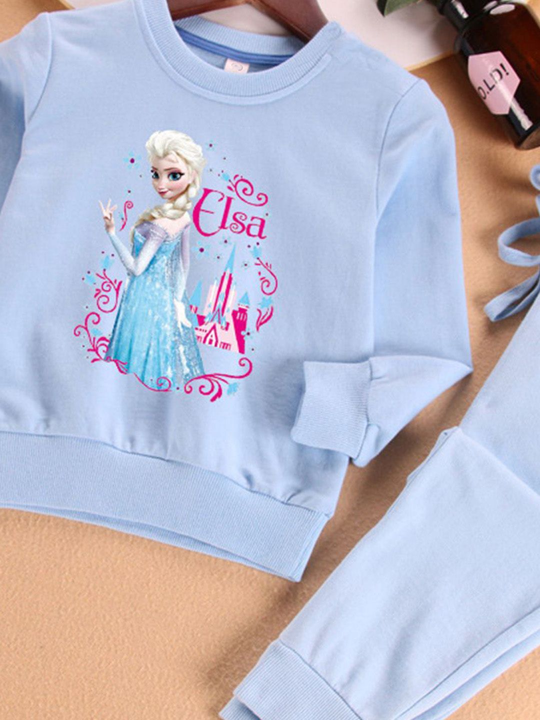 YK Girls Printed Sweatshirt With Joggers Clothing Set