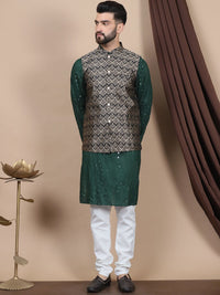 Anouk Embroidered Regular Sequinned Pure Cotton Straight Kurta With Churidar