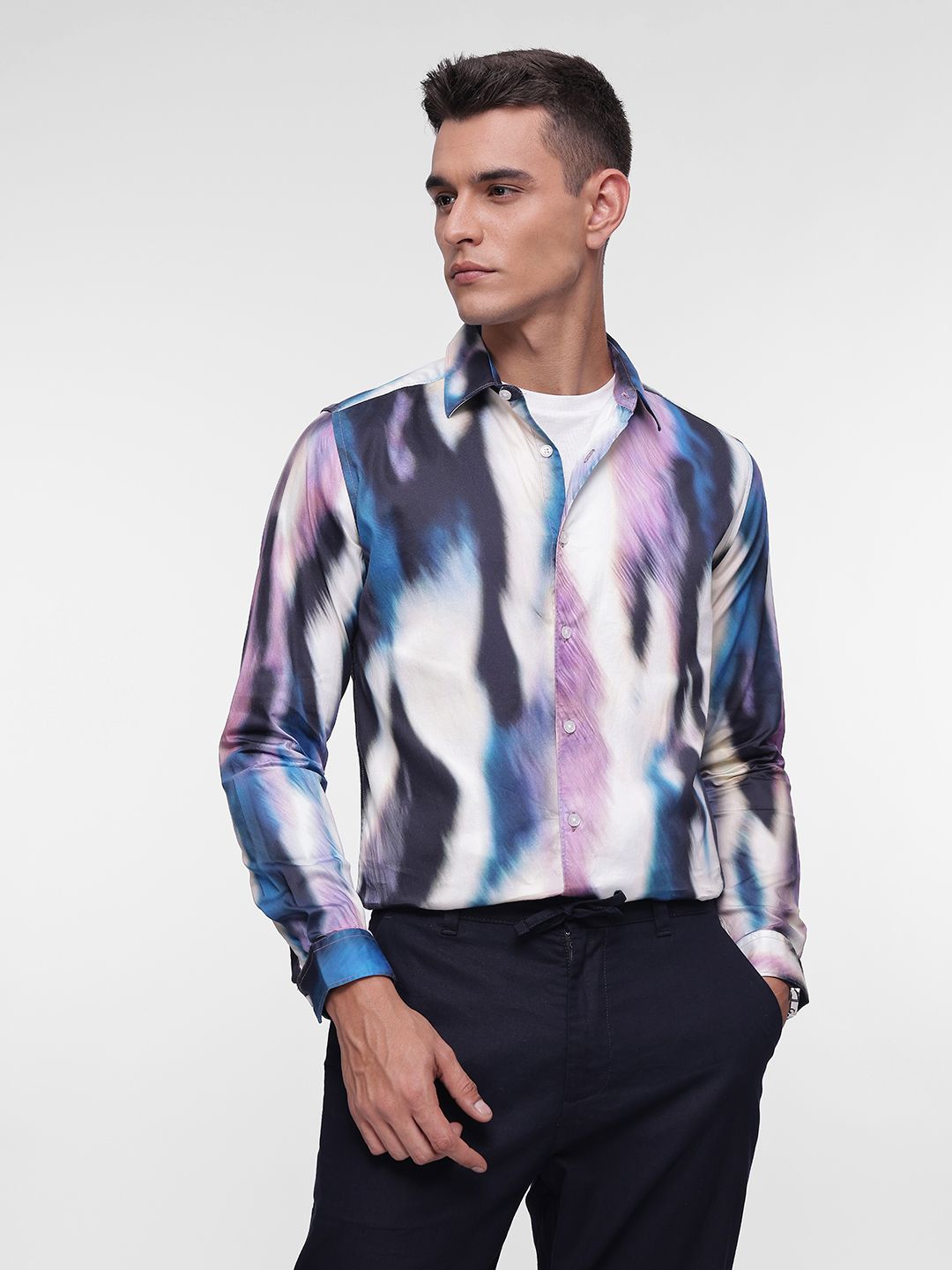 French Connection Slim Fit Abstract Printed Pure Cotton Casual Shirt