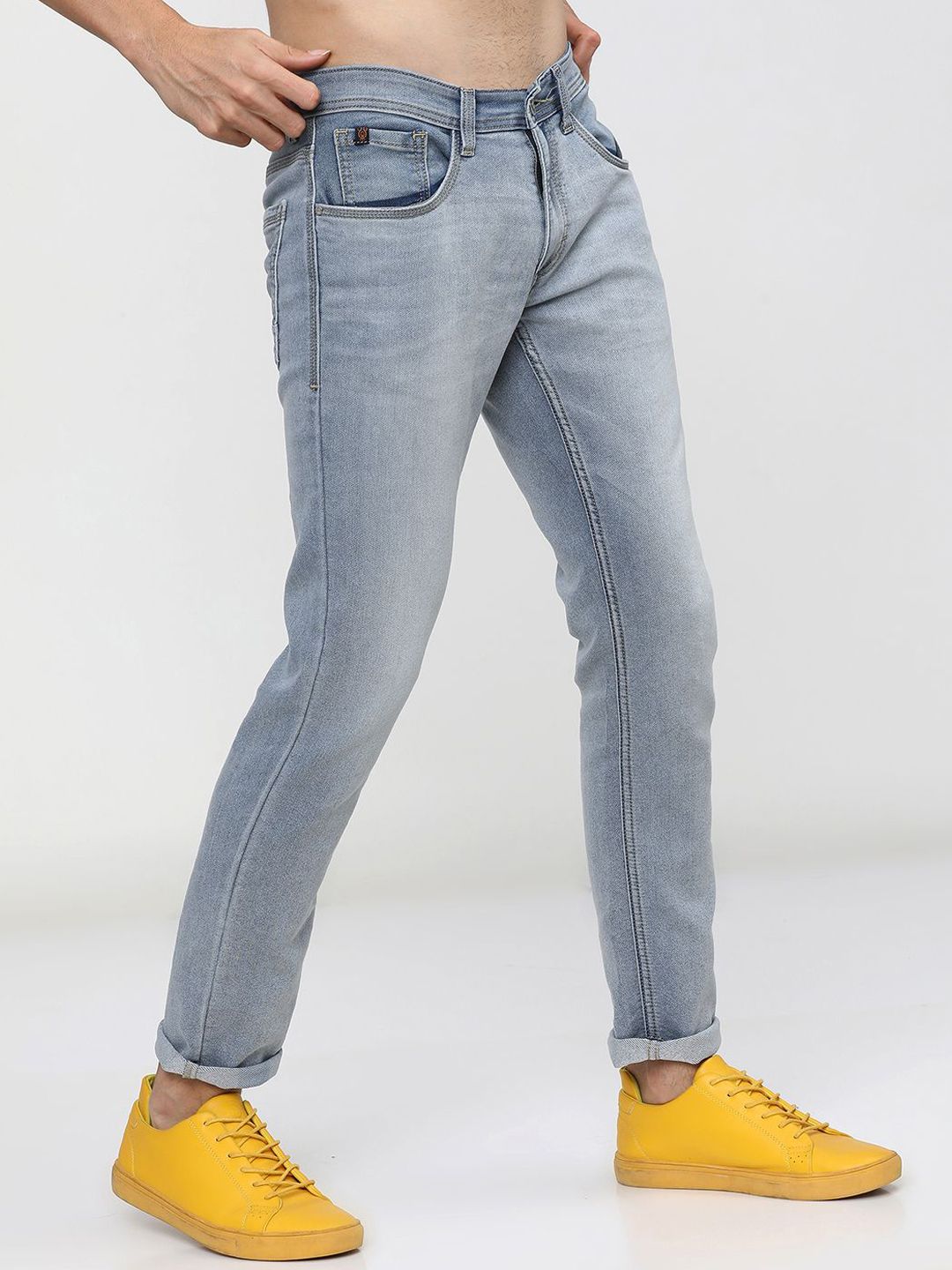 LOCOMOTIVE Men Super Slim Fit Light Fade Clean Look Stretchable Jeans