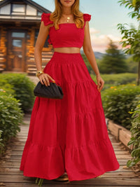 DressBerry Square Neck Top with Skirt Co-Ords Set