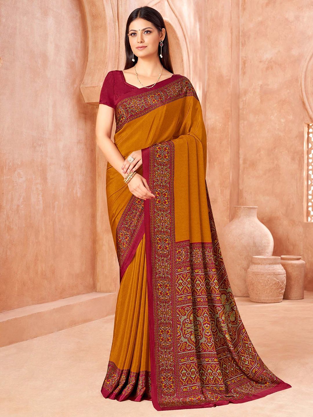 Mitera Ethnic Motifs Printed Sungudi Saree