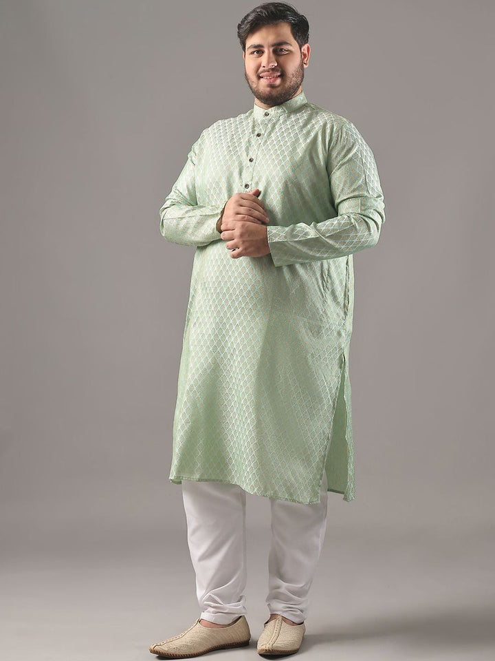 SOJANYA PLUS Plus Size Men Ethnic Motifs Woven Design Straight Kurta With Pyjamas