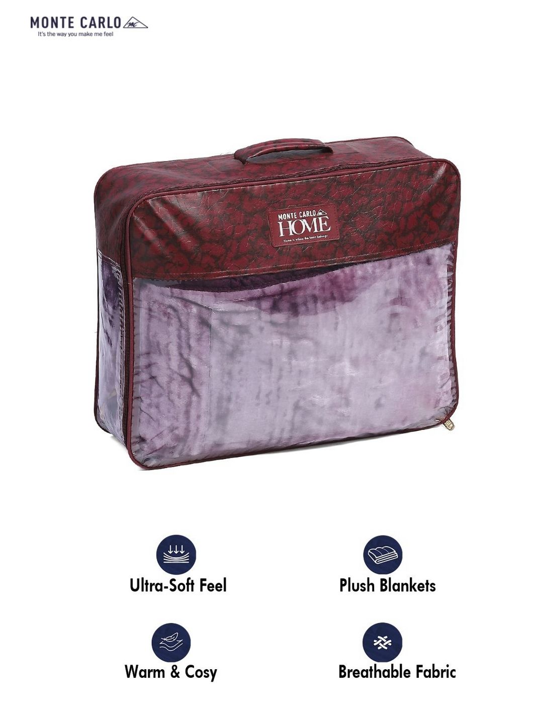 Monte Carlo Purple & Brown Abstract Printed Mild Winter 550 GSM Single Bed Blanket