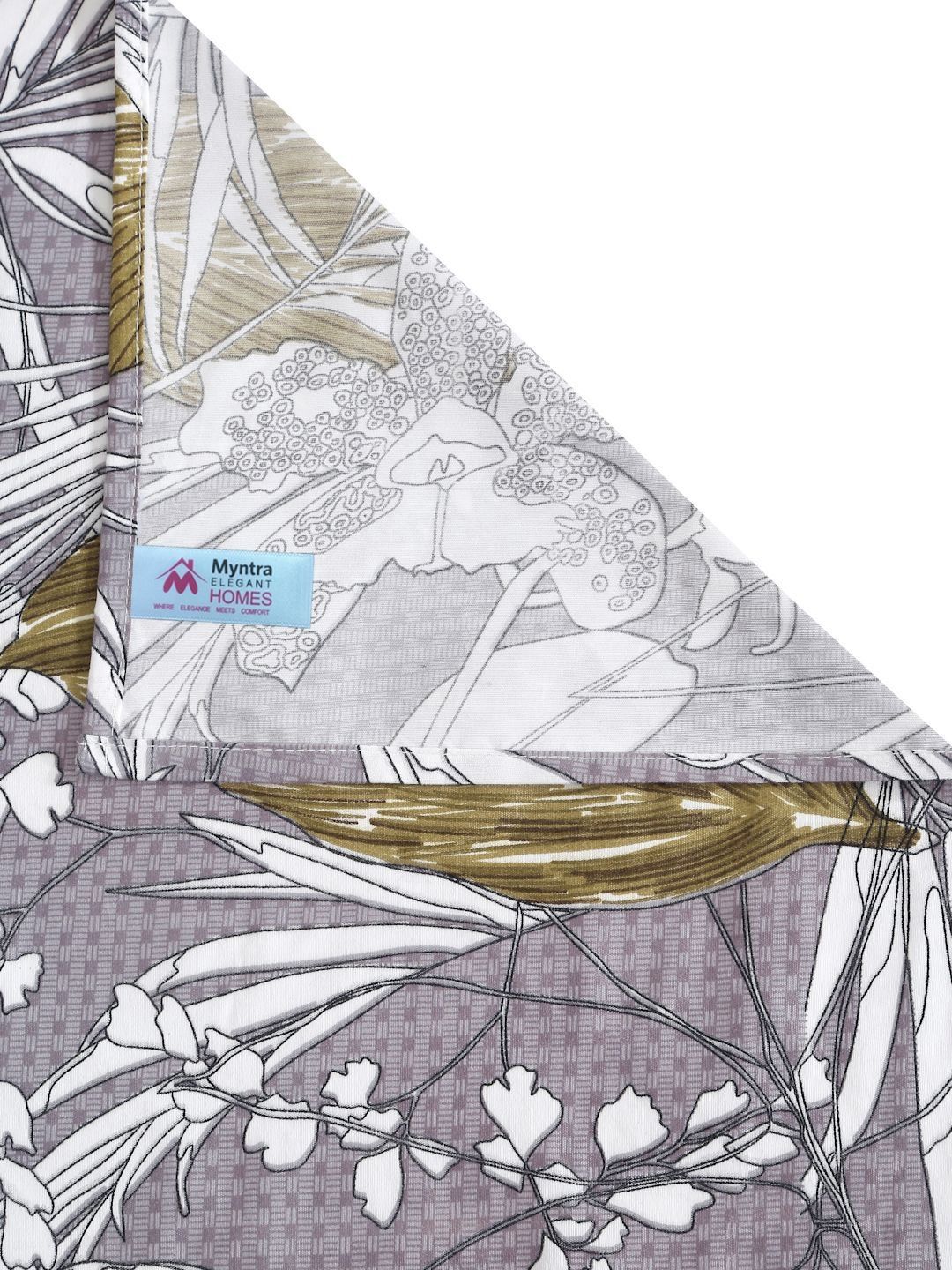 Myntra Elegant Homes Grey & White Printed 300 TC Super King Bedsheet Set 2.7 x 2.7 m