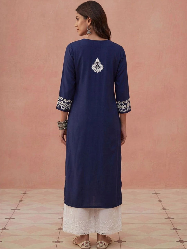 Kurta Sulam Benang Sulam Wanita Rumah Chikankari