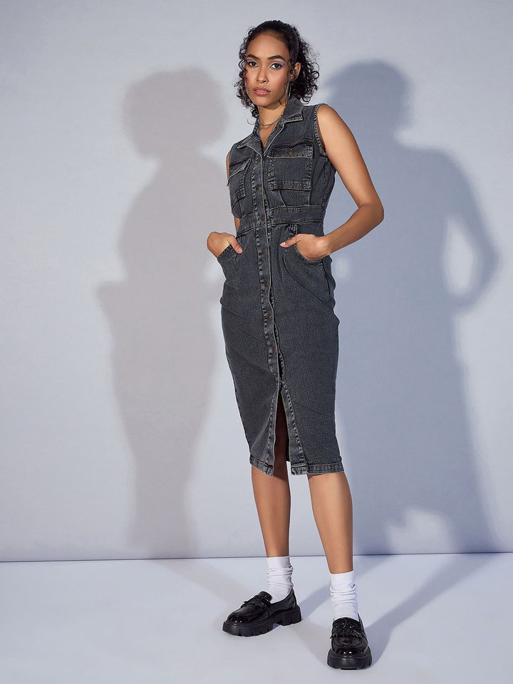 Pakaian baju tanpa lengan sassafras denim